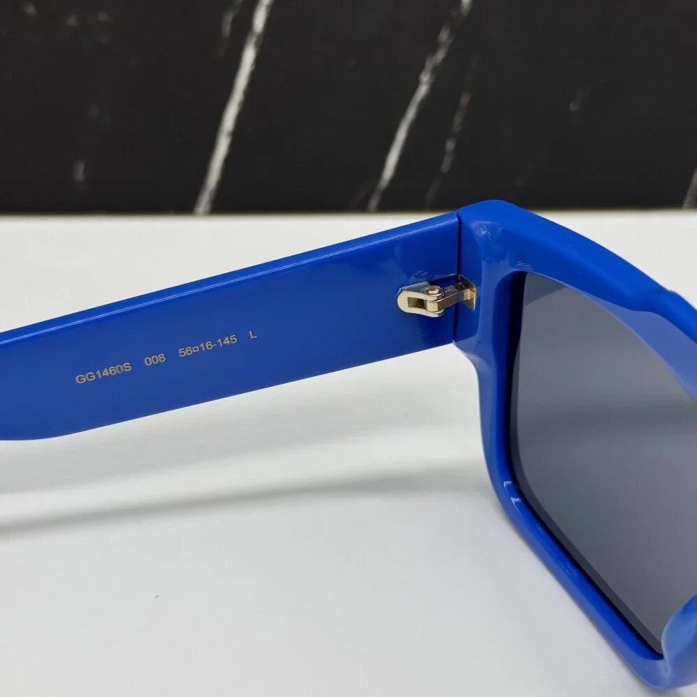 NEW GUCCI GG1460S 008 BLUE SQUARE MEN SUNGLASSES